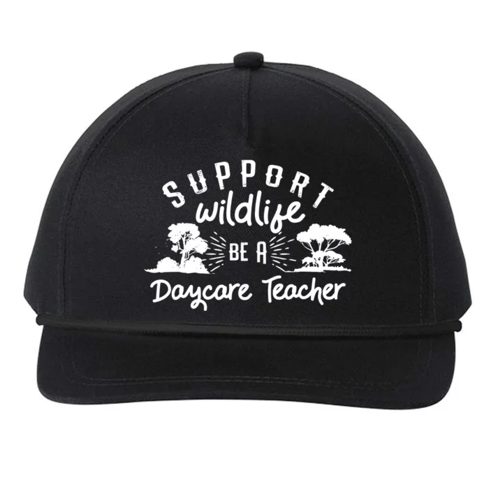 Funny Daycare Teacher Childcare Provider Support Wildlife Snapback Five-Panel Rope Hat