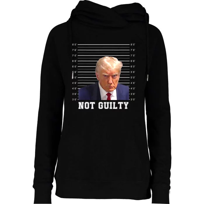 Free Donald Trump Mug Shot Republican President MAGA 2024 Womens Funnel Neck Pullover Hood