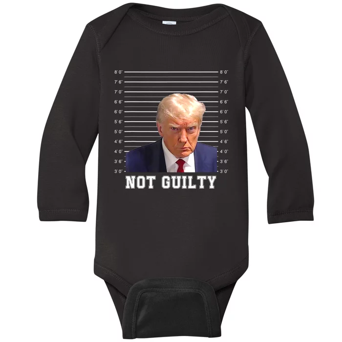 Free Donald Trump Mug Shot Republican President MAGA 2024 Baby Long Sleeve Bodysuit