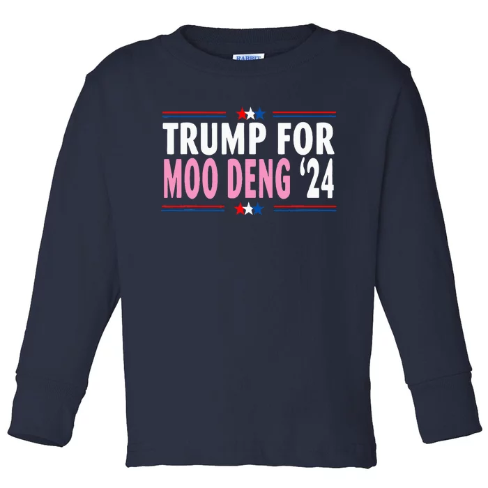 Funny Donald Trump For Moo Deng Cute Hippopotamus 2024 Toddler Long Sleeve Shirt