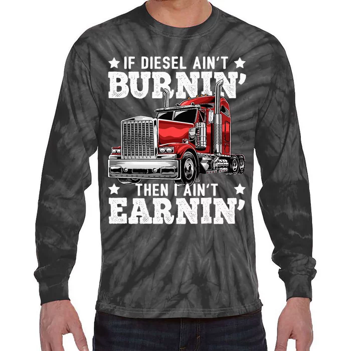 Funny Diesel Trucker Big Rig Semitrailer Truck Driver Tie-Dye Long Sleeve Shirt