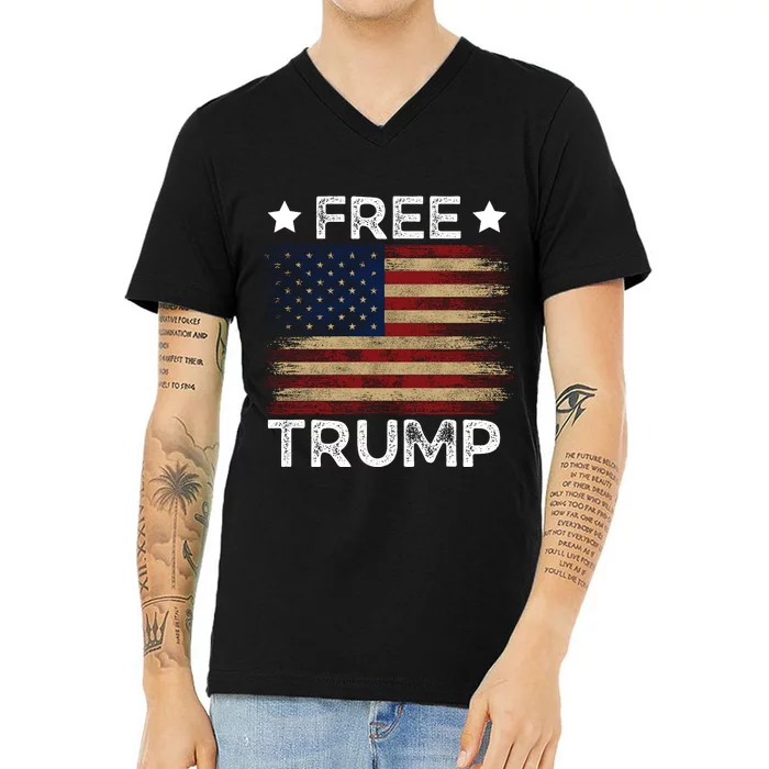 Free Donald Trump Republican Support V-Neck T-Shirt