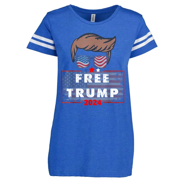 Free Donald Trump Republican Support Enza Ladies Jersey Football T-Shirt