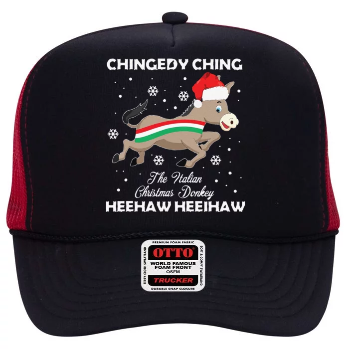 Funny Dominick The Christmas Donkey Italian Donkey High Crown Mesh Trucker Hat