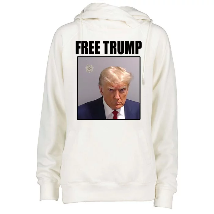 Free Donald Trump Mugshot Election Womens Funnel Neck Pullover Hood