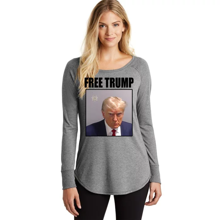 Free Donald Trump Mugshot Election Women's Perfect Tri Tunic Long Sleeve Shirt