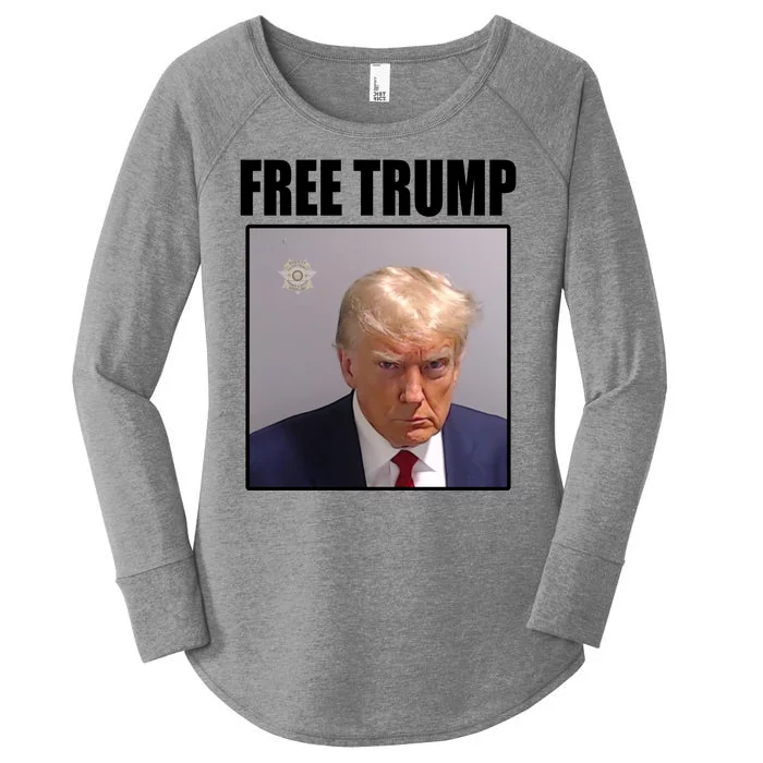 Free Donald Trump Mugshot Election Women's Perfect Tri Tunic Long Sleeve Shirt