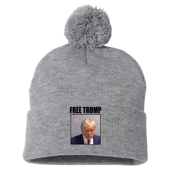 Free Donald Trump Mugshot Election Pom Pom 12in Knit Beanie