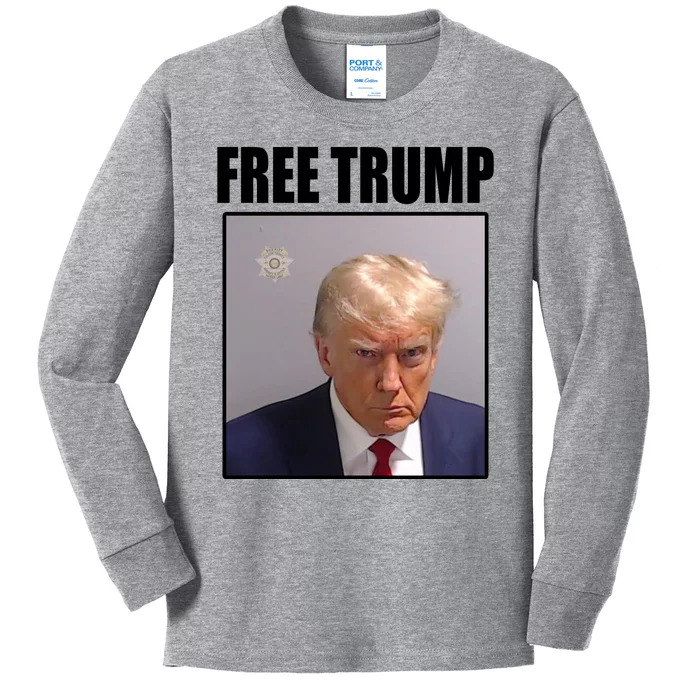 Free Donald Trump Mugshot Election Kids Long Sleeve Shirt