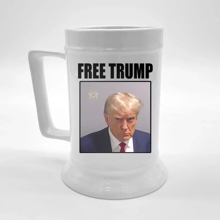 Free Donald Trump Mugshot Election Front & Back Beer Stein