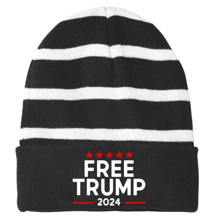 Free Donald Trump Republican Support Striped Beanie with Solid Band