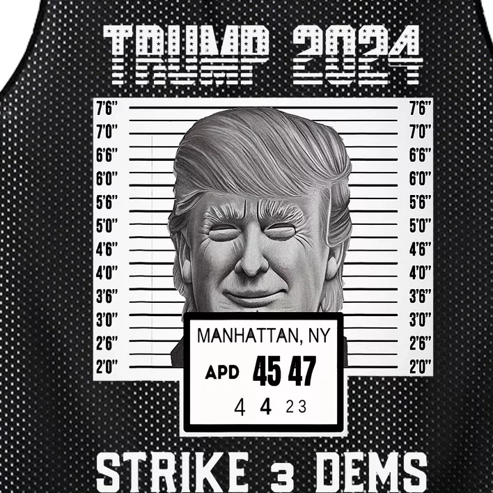 Free Donald Trump Mug Shot Strike 3 Dems Pro MAGA Apparel Mesh Reversible Basketball Jersey Tank