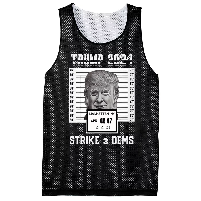 Free Donald Trump Mug Shot Strike 3 Dems Pro MAGA Apparel Mesh Reversible Basketball Jersey Tank