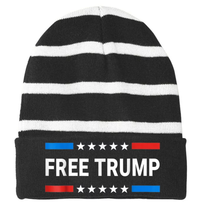 Free Donald Trump Republican Support Striped Beanie with Solid Band