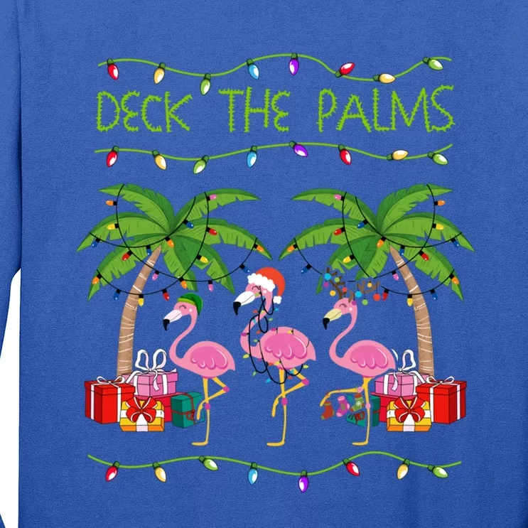 Funny Deck The Palms Merry Flamingo Christmas In July Idea Cool Gift Long Sleeve Shirt