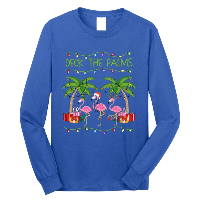 Funny Deck The Palms Merry Flamingo Christmas In July Idea Cool Gift Long Sleeve Shirt