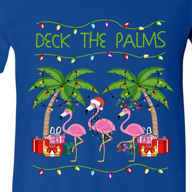 Funny Deck The Palms Merry Flamingo Christmas In July Idea Cool Gift V-Neck T-Shirt