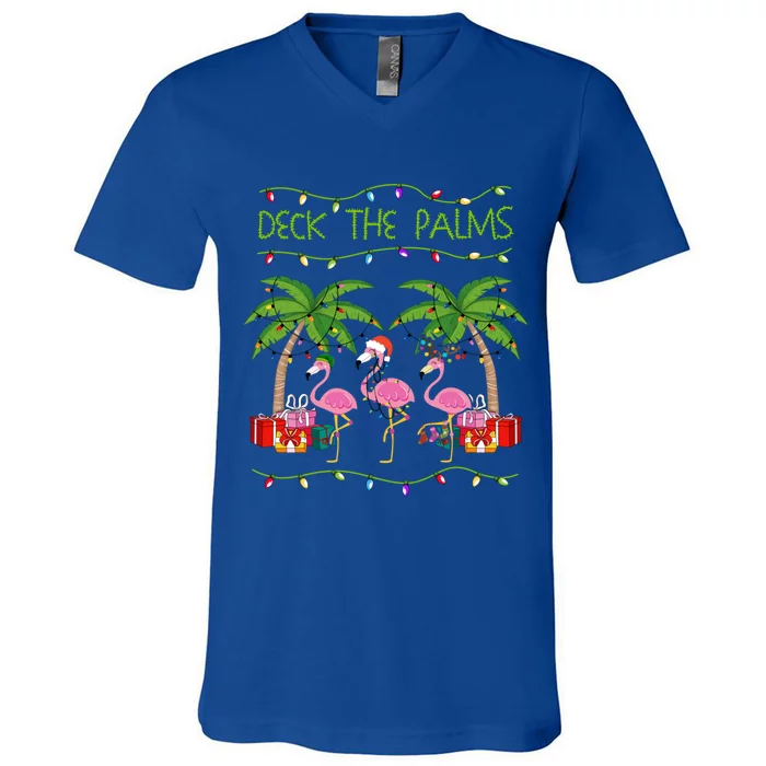 Funny Deck The Palms Merry Flamingo Christmas In July Idea Cool Gift V-Neck T-Shirt