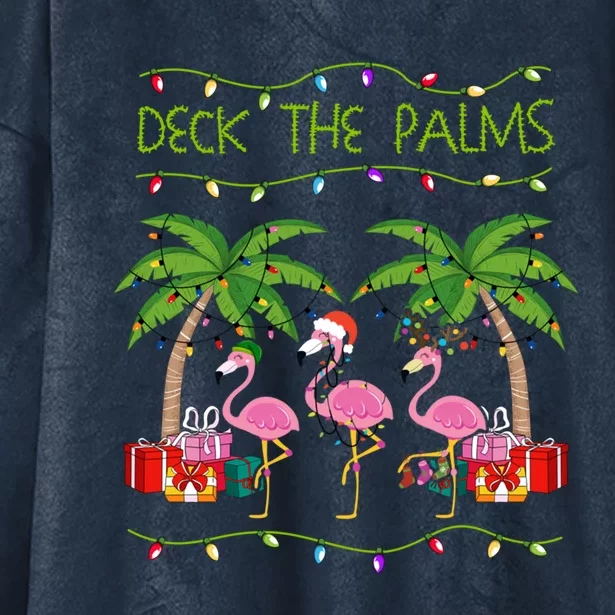 Funny Deck The Palms Merry Flamingo Christmas In July Idea Cool Gift Hooded Wearable Blanket