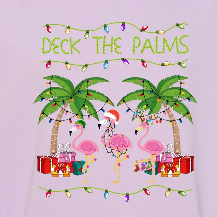 Funny Deck The Palms Merry Flamingo Christmas In July Idea Cool Gift Garment-Dyed Sweatshirt