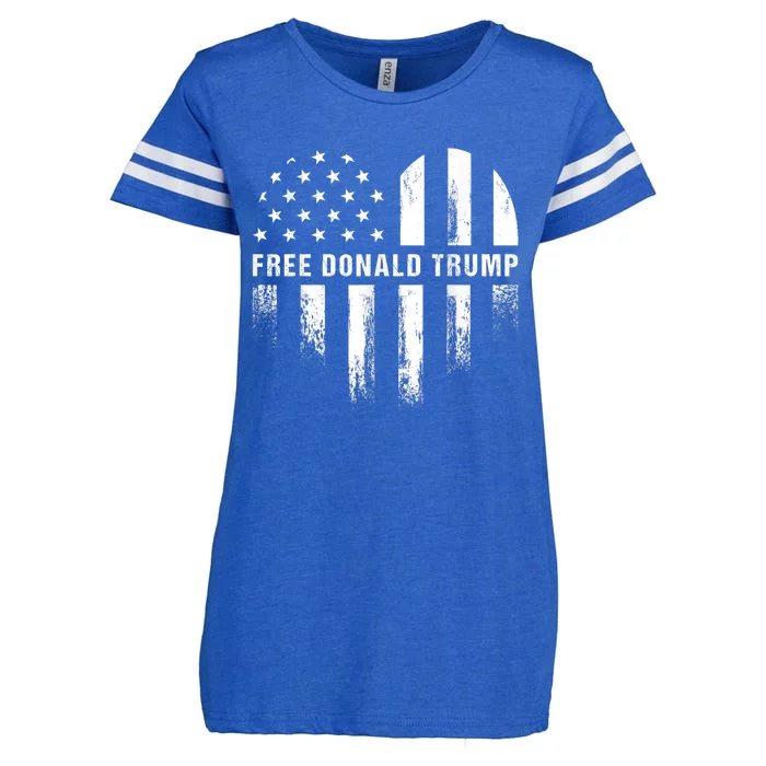 Free Donald Trump Republican Support Enza Ladies Jersey Football T-Shirt