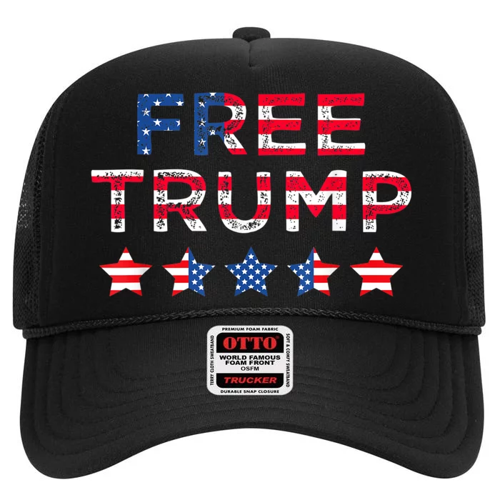 Free Donald Trump Republican Support High Crown Mesh Trucker Hat