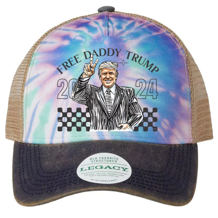 Free Daddy Trump 2024 Legacy Tie Dye Trucker Hat