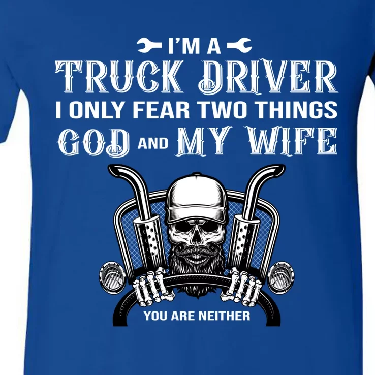 Funny Diesel Trucker Big Rig Semifunny Gifttrailer Truck Driver Gift V-Neck T-Shirt