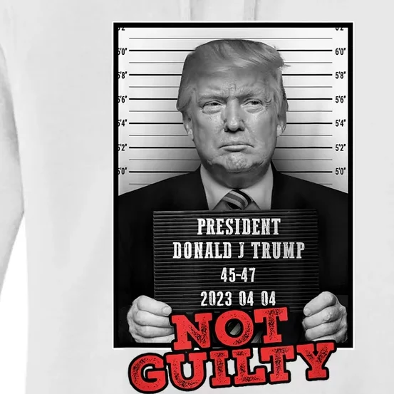 Funny Donald Trump Not Guilty Mug Shot Free Trump 2024 Women's Pullover Hoodie