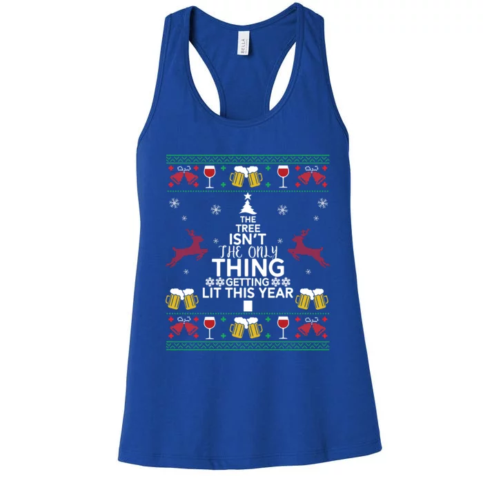 Funny Drinking Tree Beer Gift For Christmas Women's Racerback Tank