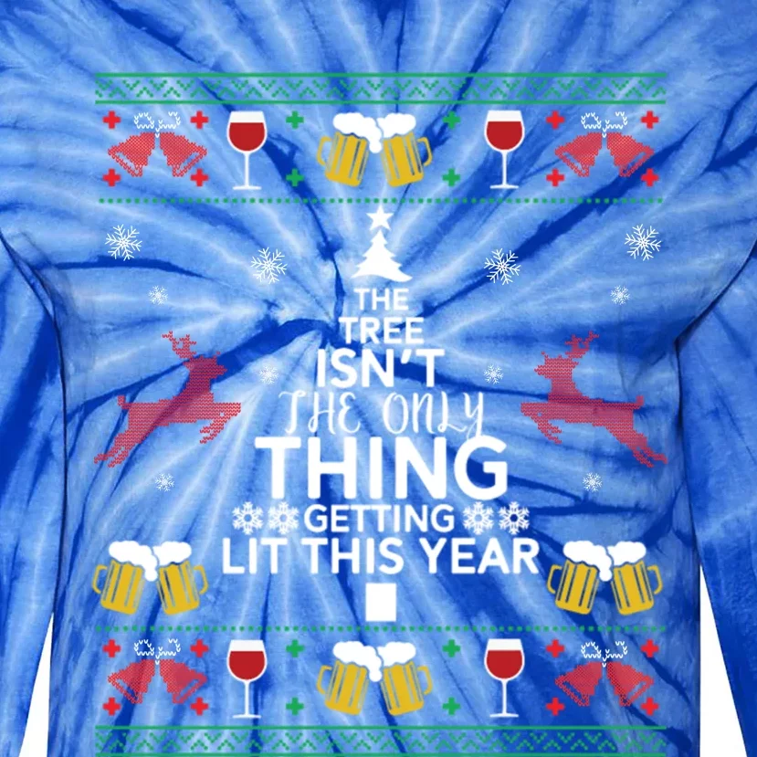 Funny Drinking Tree Beer Gift For Christmas Tie-Dye Long Sleeve Shirt