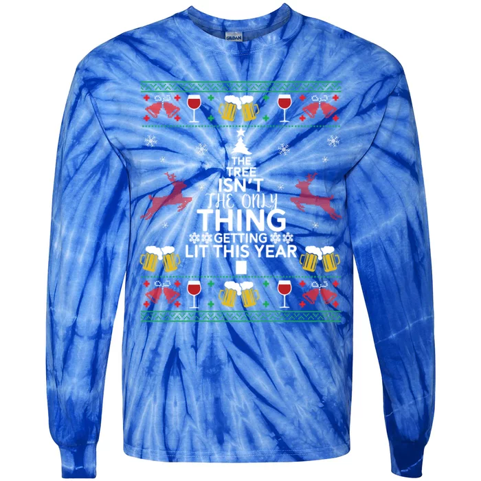 Funny Drinking Tree Beer Gift For Christmas Tie-Dye Long Sleeve Shirt