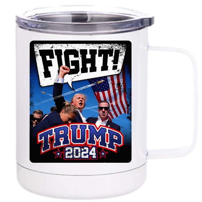 Fight! Donald Trump 2024 Supporters Political Product Front & Back 12oz Stainless Steel Tumbler Cup