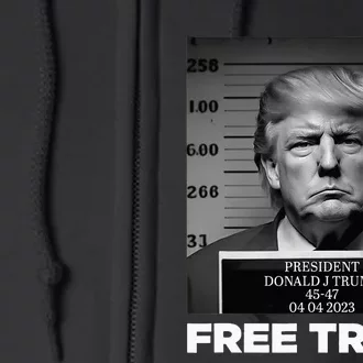 Free Donald Trump Mugshot Full Zip Hoodie