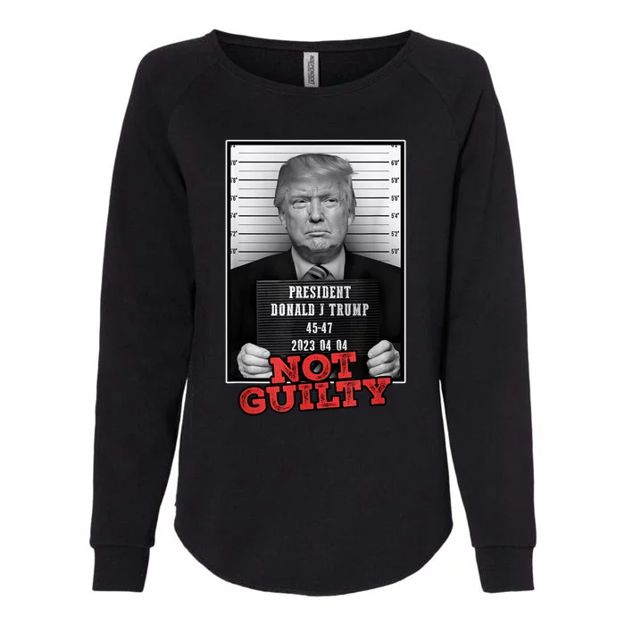 Funny Donald Trump Not Guilty Mug Shot Free Trump 2024 Womens California Wash Sweatshirt