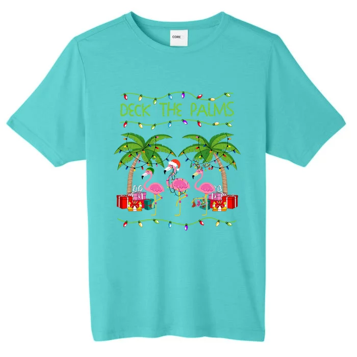 Funny Deck The Palms Merry Flamingo Christmas In July Idea ChromaSoft Performance T-Shirt