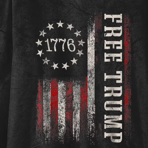 Free Donald Trump Republican Support Pro Trump American Flag Hooded Wearable Blanket