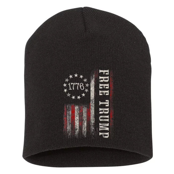 Free Donald Trump Republican Support Pro Trump American Flag Short Acrylic Beanie