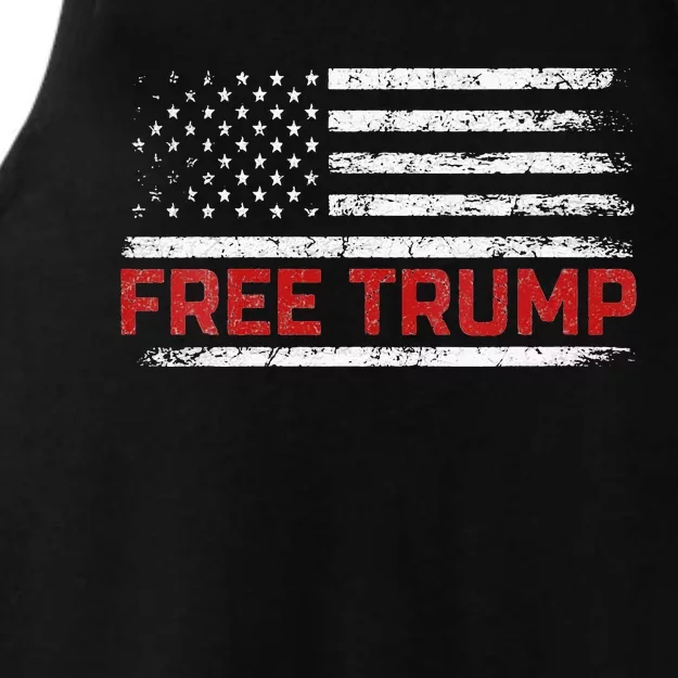 Free Donald Trump Republican Support Pro Trump American Flag Ladies Tri-Blend Wicking Tank