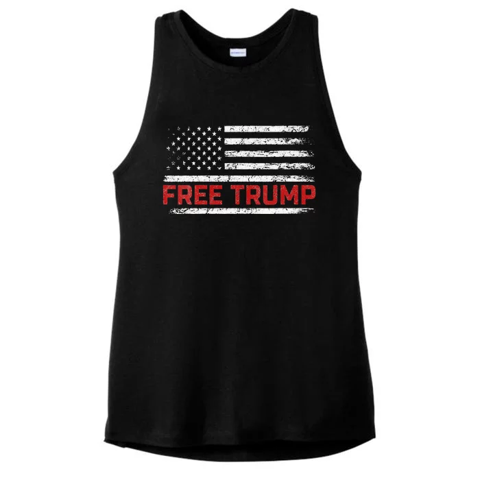 Free Donald Trump Republican Support Pro Trump American Flag Ladies Tri-Blend Wicking Tank