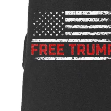 Free Donald Trump Republican Support Pro Trump American Flag Doggie 3-End Fleece Hoodie