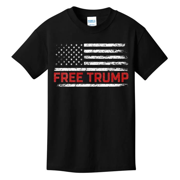 Free Donald Trump Republican Support Pro Trump American Flag Kids T-Shirt