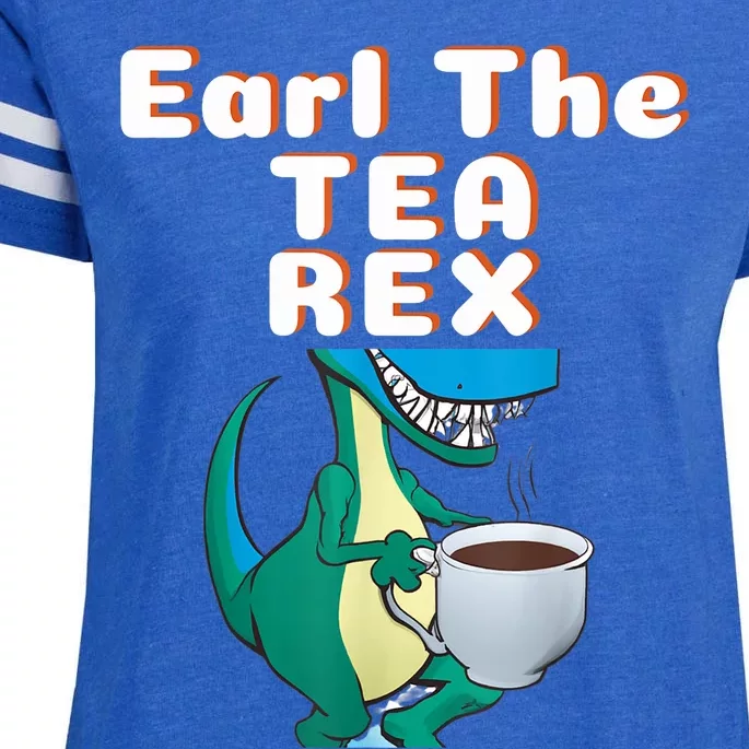 Funny Dinosaur T-Rex Earl The Tea Rex Dino Lovers Gift Idea Enza Ladies Jersey Football T-Shirt