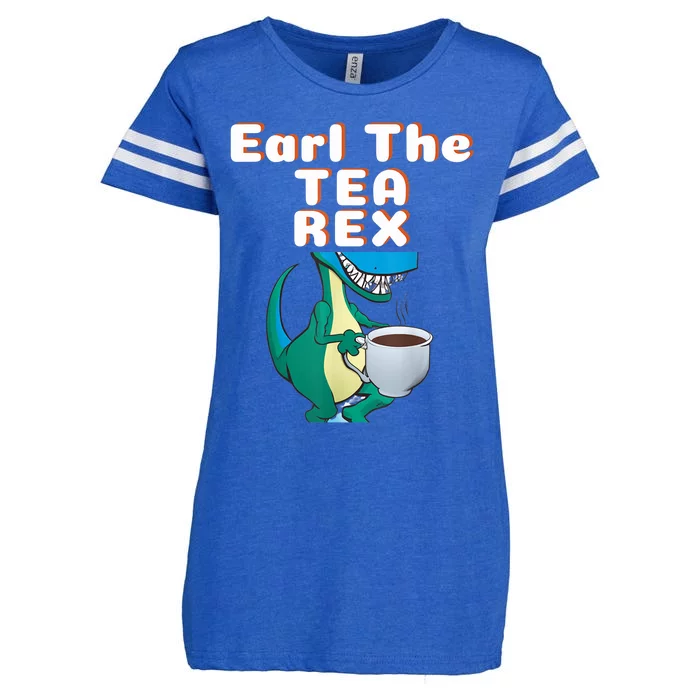 Funny Dinosaur T-Rex Earl The Tea Rex Dino Lovers Gift Idea Enza Ladies Jersey Football T-Shirt