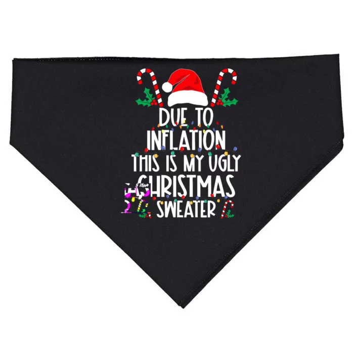 Funny Due To Inflation This Is My Ugly Christmas Sweaters USA-Made Doggie Bandana