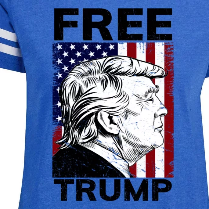 Free Donald Trump Republican Support Enza Ladies Jersey Football T-Shirt