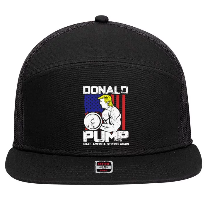 Funny Donald Trump Weight Lifting Workout Gym 7 Panel Mesh Trucker Snapback Hat