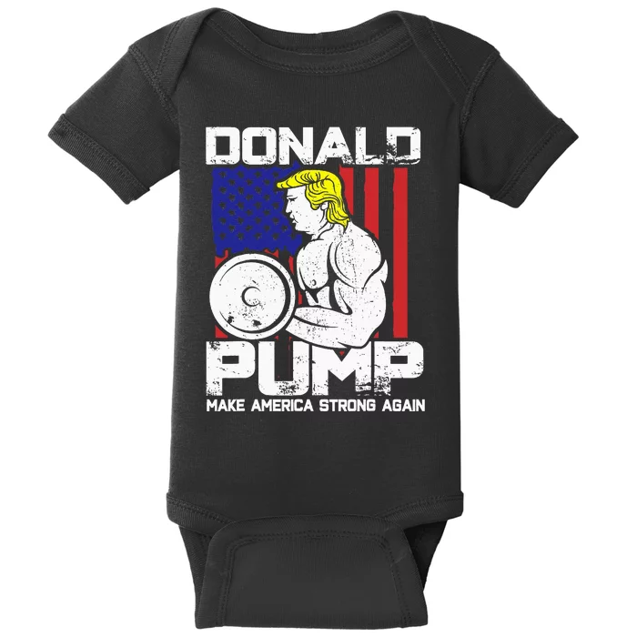 Funny Donald Trump Weight Lifting Workout Gym Baby Bodysuit