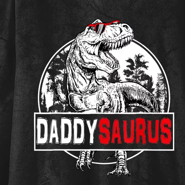 Funny Daddysaurus T Rex Gift Dinosaur Funny DaddySaurus Family Matching Gift Hooded Wearable Blanket