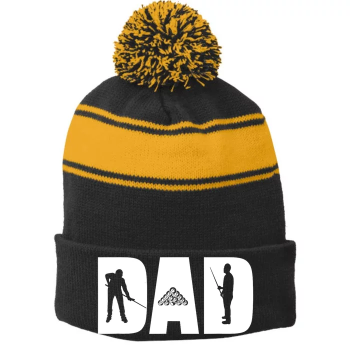 Funny Dad The Pool Shark Billiards Pool Player Gift Fathers Day Stripe Pom Pom Beanie